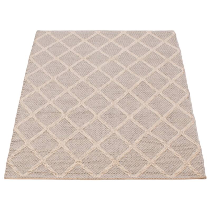ECARPETGALLERY Braid weave Sienna Grey Wool Rug - 4'1 x 6'0