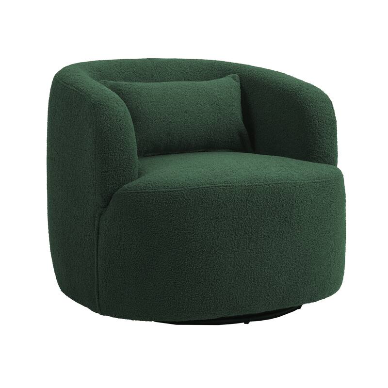 Modern Accent Chair Boucle Swivel Barrel Chair Set of 2