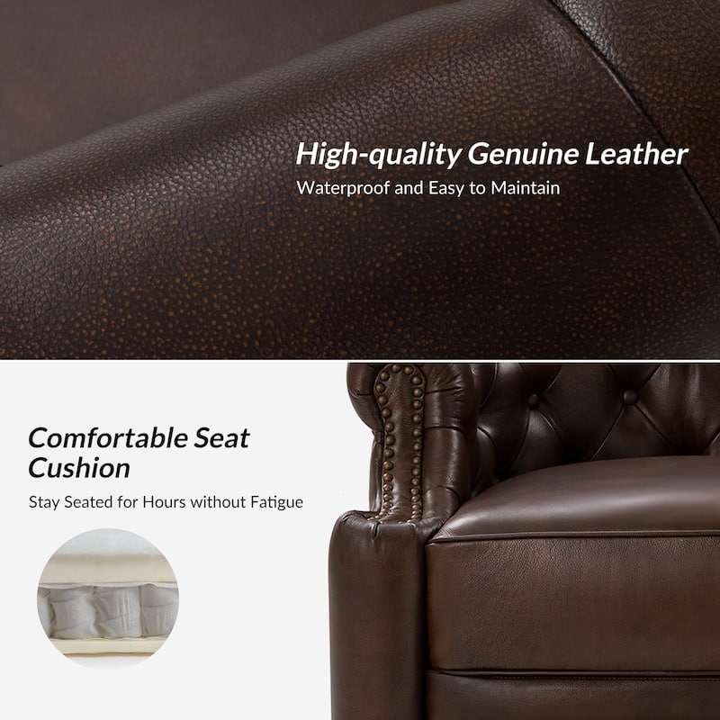 Felipe Modern Genuine Leather Swivel Chair With Tufted Back Set of 2 By HULALA HOME