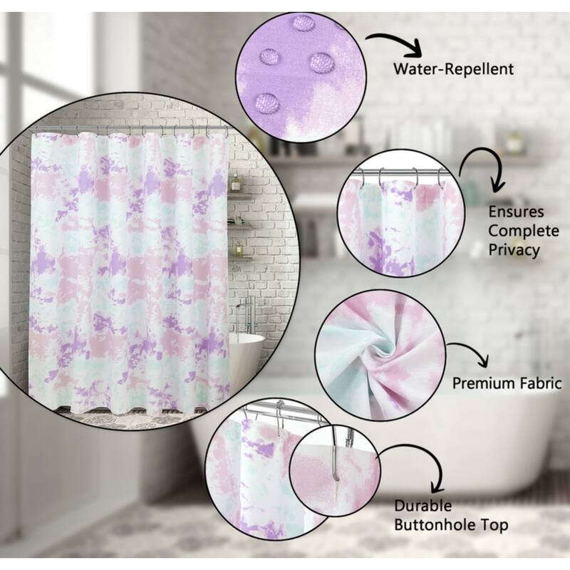 Royale Linens Pack of 1 Double Brushed Microfber 1800 Thread Printed Shower Curtain for Bathroom 72 Inches X72 Inches