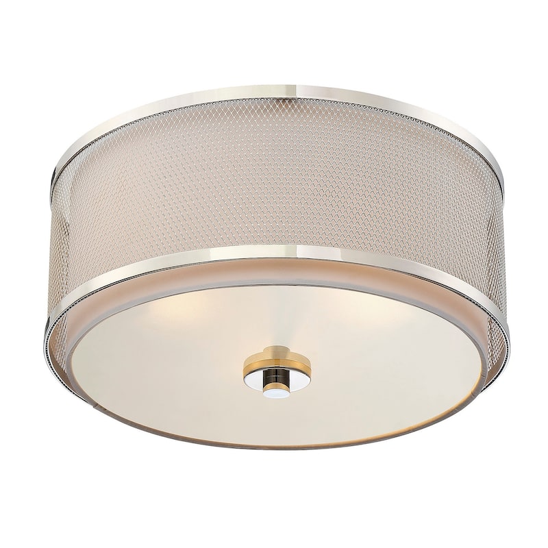 Meridian M60018 3 Light 15" Wide Flush Mount Drum Ceiling Fixture