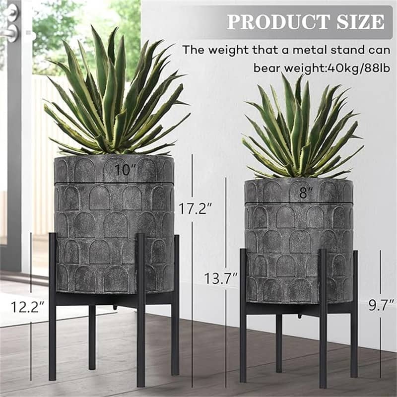 Mid Century Planters - 10"D x 10"W x 18.11"H - Overstock - 40348590
