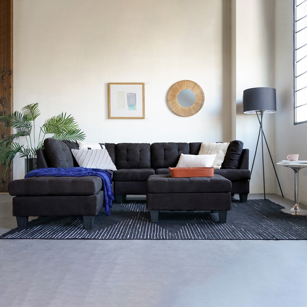 Modern large tufted shop microfiber sectional sofa