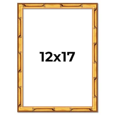 12x17 Frame Gold Bamboo Solid Wood Picture Frame | 1 Inch Moulding