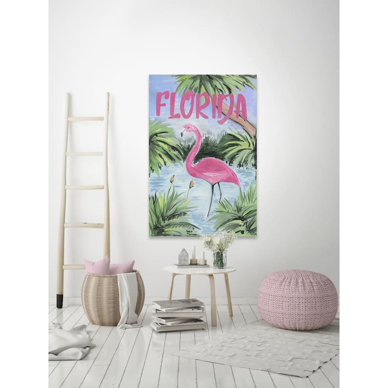 'Wild Flamingo' Painting Print on Wrapped Canvas