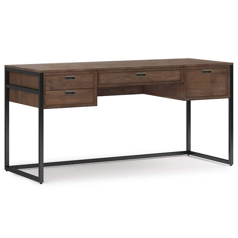 WYNDENHALL Brandt SOLID ACACIA WOOD Modern Industrial 60 inch Wide Desk in Rustic Natural Aged Brown