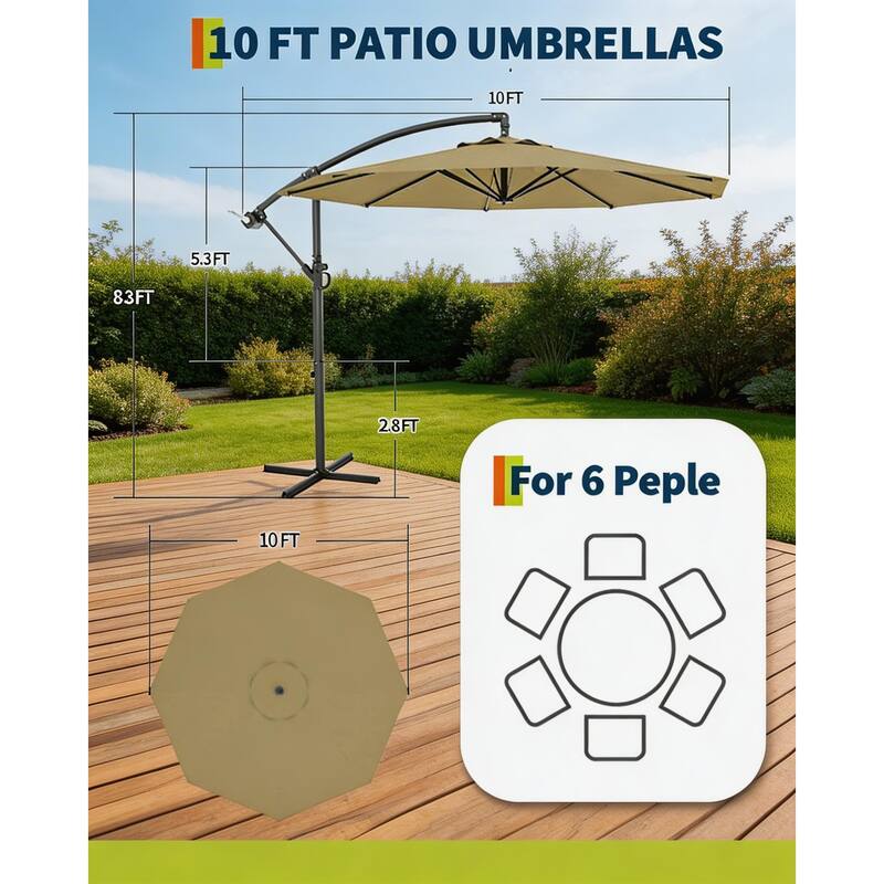 10 ft offset patio umbrella, with solar lights