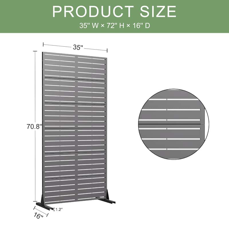 72in Dovelina Outdoor Freestanding Metal Privacy Screen Decorative Garden Fence