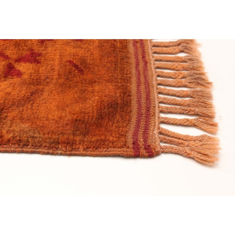 ECARPETGALLERY Hand-knotted Color Transition Burnt Orange Wool Rug - 2'8 x 7'7