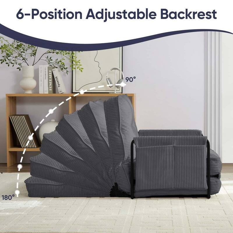 Mixoy Muti-Functional Folding Floor Sofa Bed,3-Seater with Loveseat Lazy Sofa,6 Position Adjustable Backrest