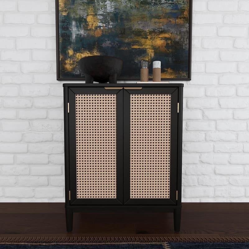 Brentwood Black Wood Bar Cabinet - 29" x 36" x 17"