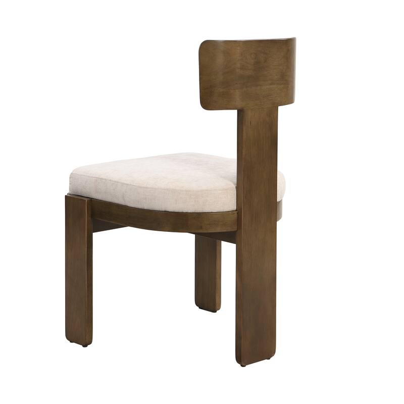 Fabric Dining Chairs Set of 2, T-Back Upholstered Dining Room Chairs with Rubber Wood Legs, Living Room Chairs