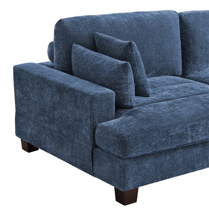 88"W 3-Seater Sofa Chenille Upholstered Couch Modern Loveseat Sofa Wooden Frame Sofa for Living Room