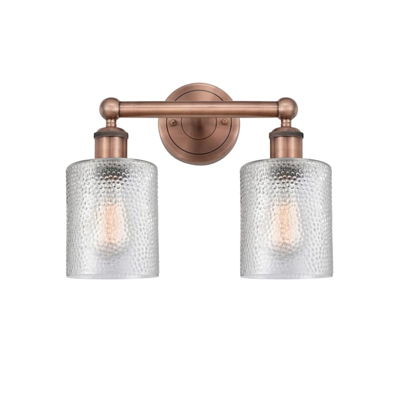 Innovations Lighting 616-2W-12-14 Cobbleskill Vanity Cobbleskill 2 - Antique Copper / Clear