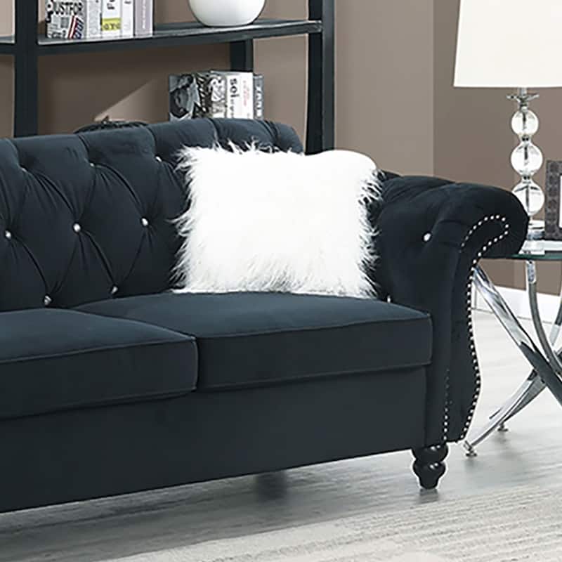Living Room Sofa with Button Tufted Back