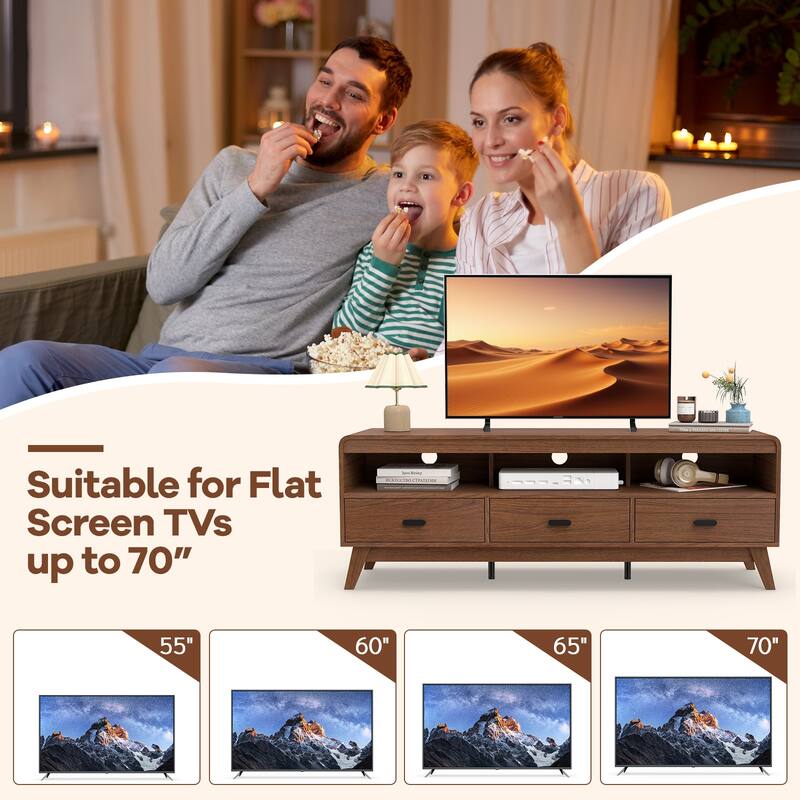 Gymax TV Stand for TVs up to 70'' Mid Century Modern Entertainment