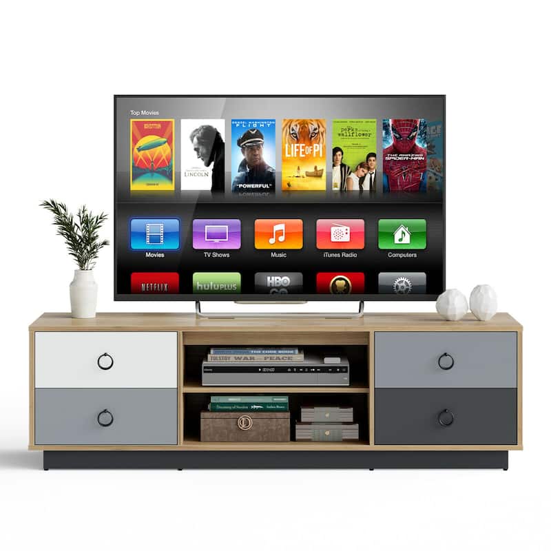 Gymax 55'' TV Stand Entertainment Media Center w/ Storage Cabinets