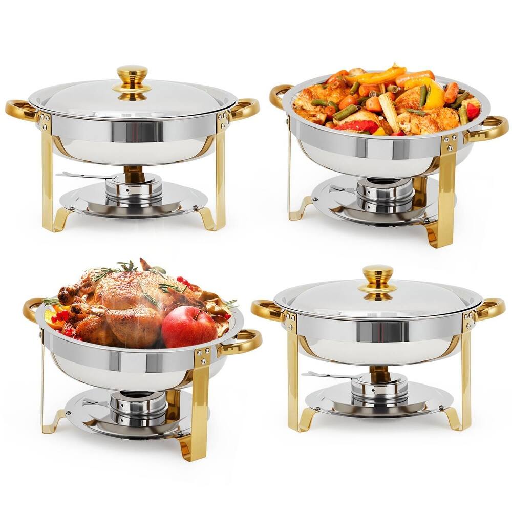 5 QT Round Chafing Dishes Buffet Servers and Food Warmer Set with Lid
