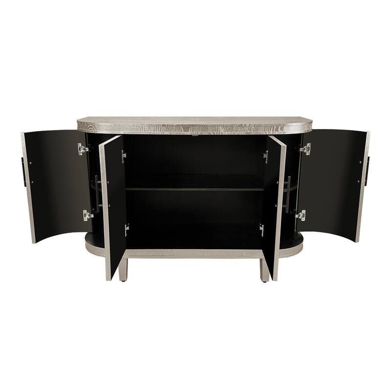 Champagne Storage Cabinet Curved Buffet Sideboard Console Table