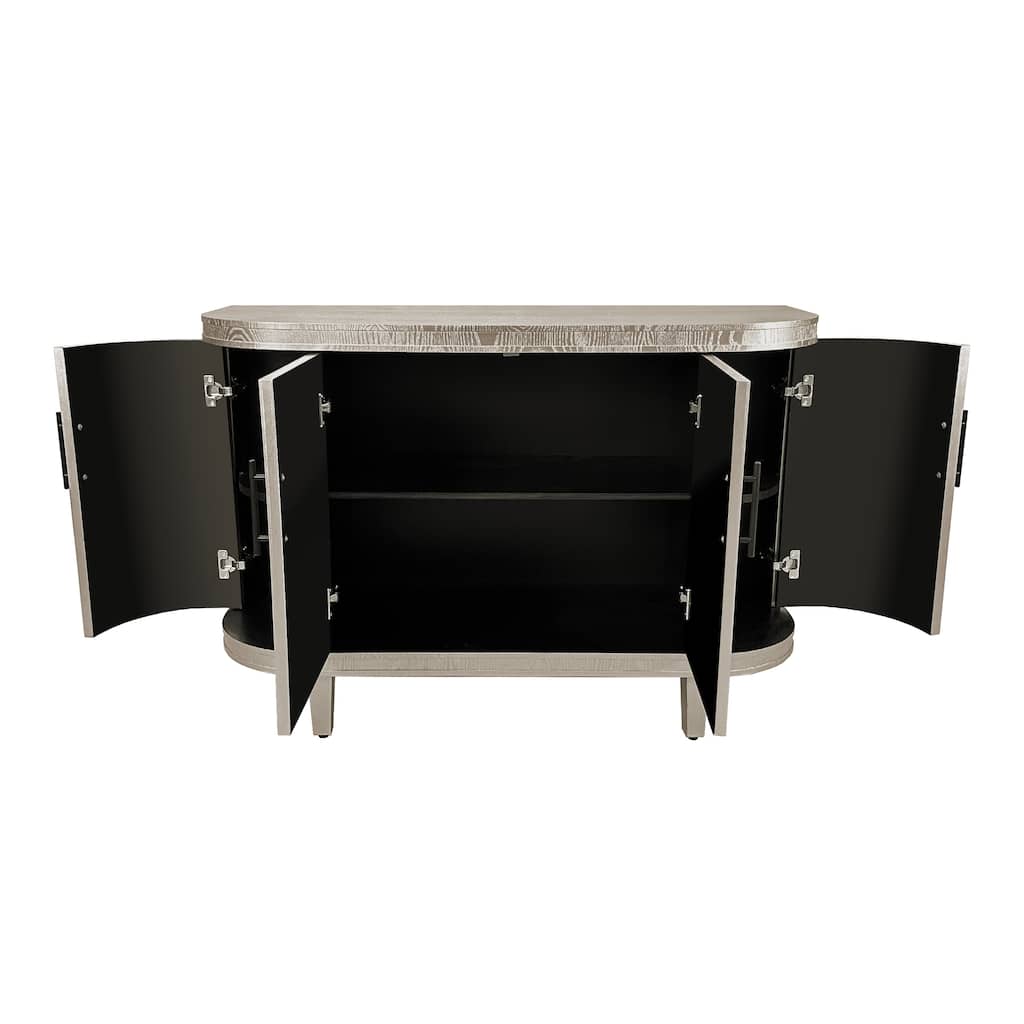 Wooden Console Table Coffee Bar Cabinet with 4 Doors and Adjustable Interior Shelves