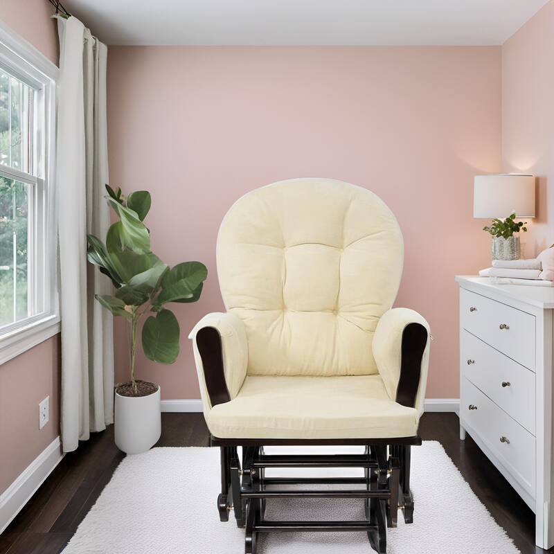 Nursery Glider and Ottoman Set - Reclining Rocker Chair with Padded Back, Armrests, and Cushions