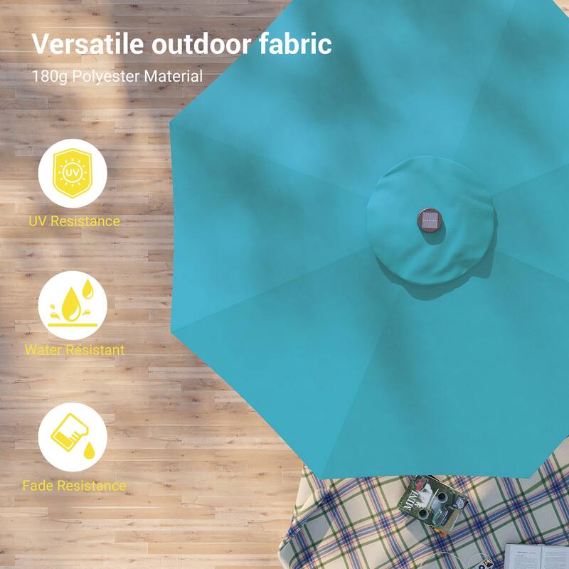 BONOSUKI LED Patio 9Ft Market Umbrella,Outside Deck Table Umbrella