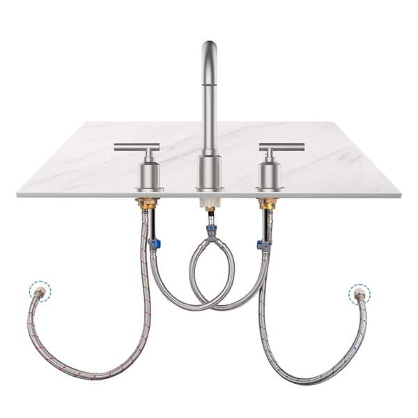 KUZOR Centerset Bathroom Faucet 4 Inch 3 Hole, Brushed Nickel Finish With 304 Stainless Steel