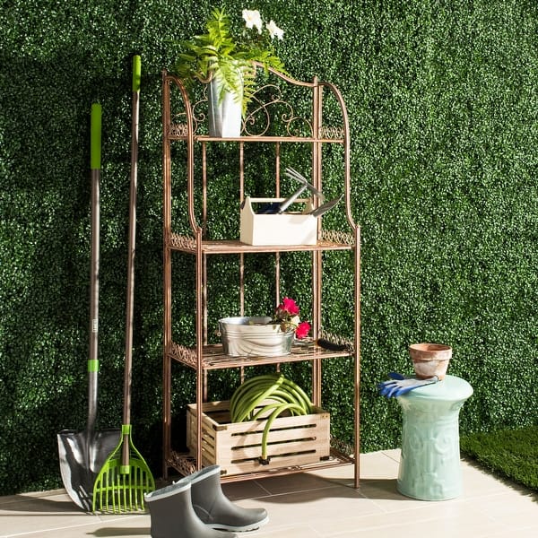 slide 2 of 46, SAFAVIEH Amaris Victorian Wrought Iron 4-Tier Outdoor Bakers Rack. - 25 in. W x 15 in. D x 63 in. H
