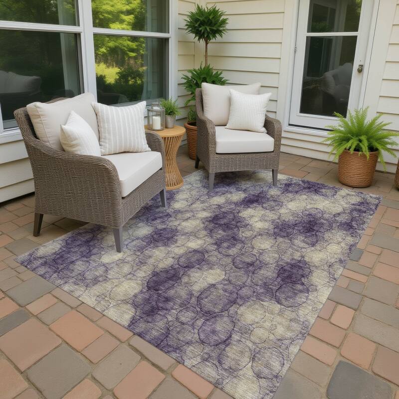 Machine Washable Indoor/ Outdoor Modern Aby Chantille Rug - Plum - 9' x 12'