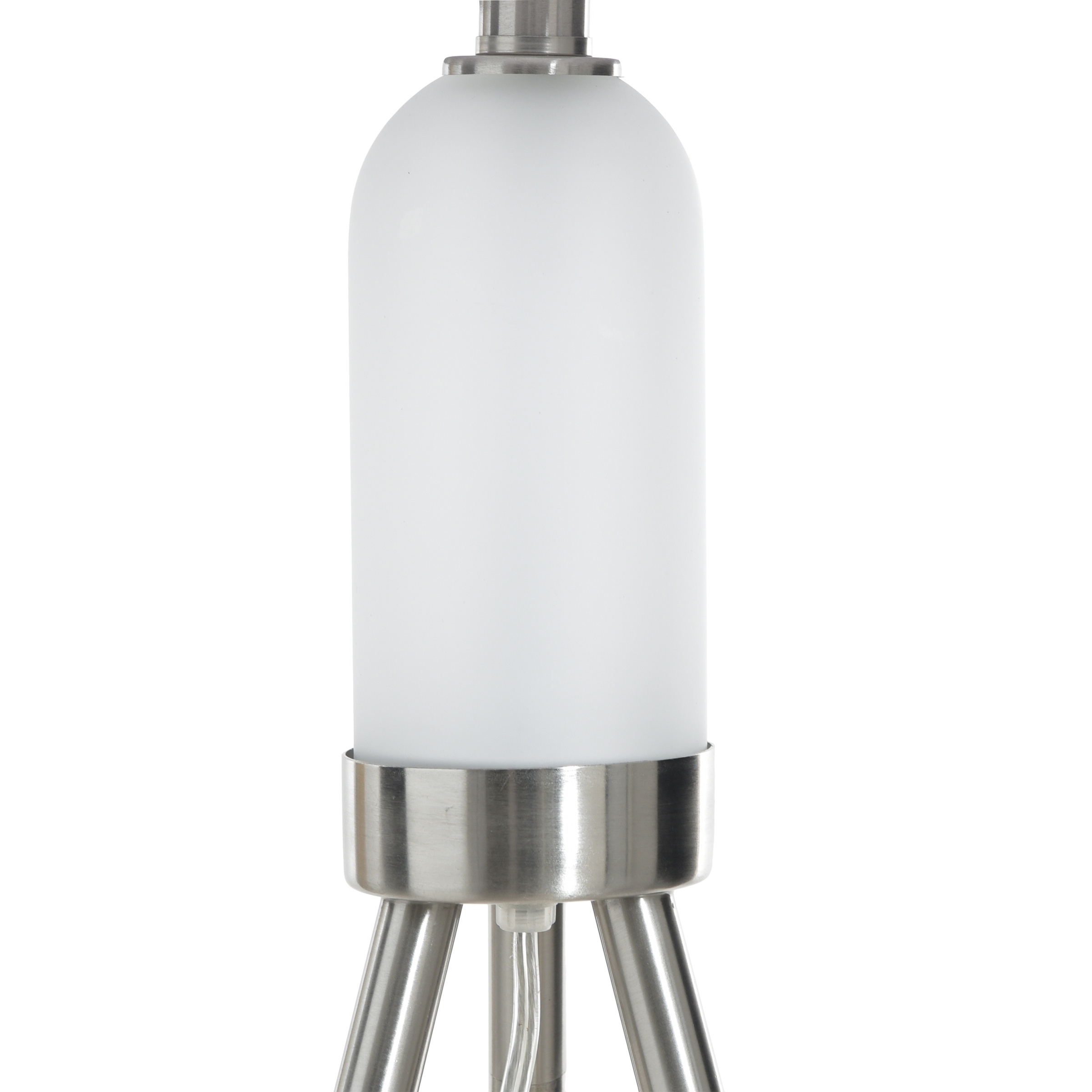 StyleCraft Orion Tripod Floor Lamp with LED Night Light - Brushed Nickel - White Shade