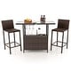 preview thumbnail 2 of 9, Costway Patio 3PCS Wicker Bar Set Height Table Two Stools with 3 Rows - See Details