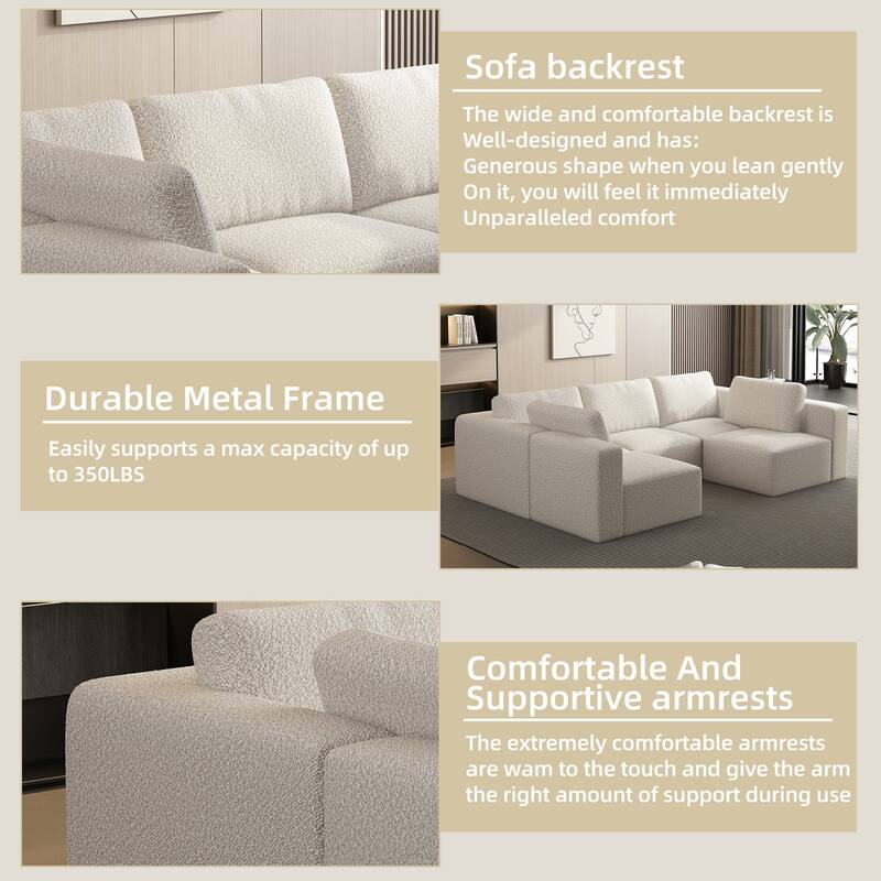 Convertible Modular Sectional Sofa, U Shaped Sectional Sofa with Chaise & Ottoman, Full-Compressed Spon Deep Seat Sofa