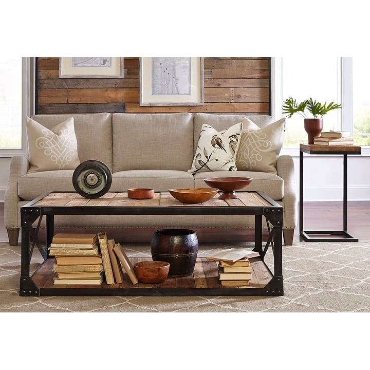 Blackpool Reclaimed Elm & Brushed Steel Martini End Table