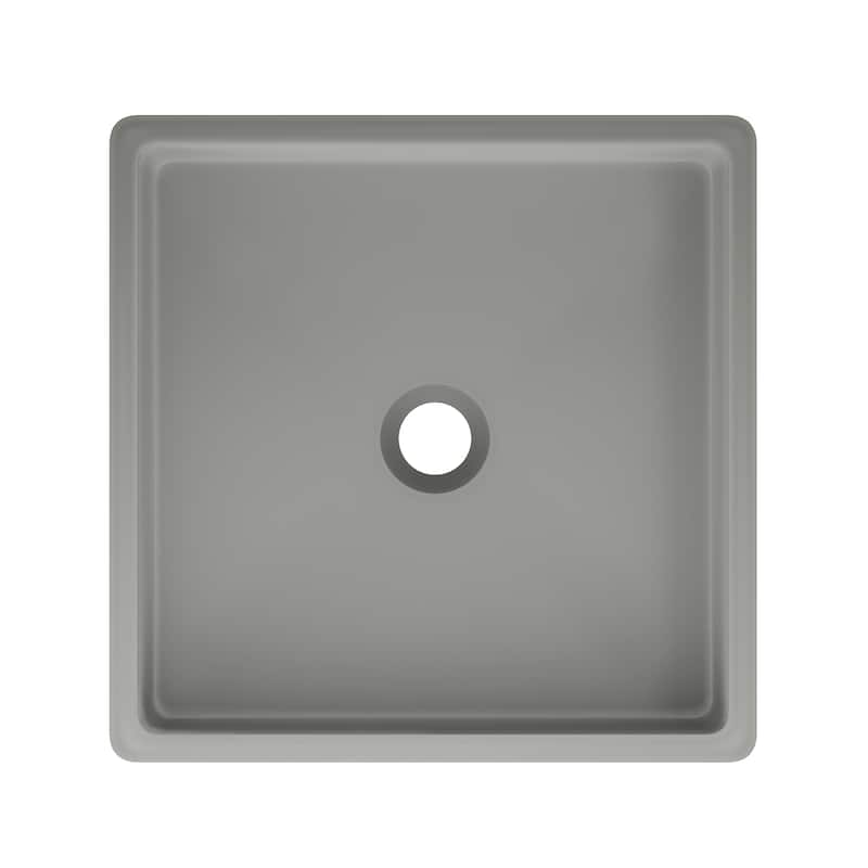 Lisse 15” Square Concrete Vessel Bathroom Sink in Dark Grey
