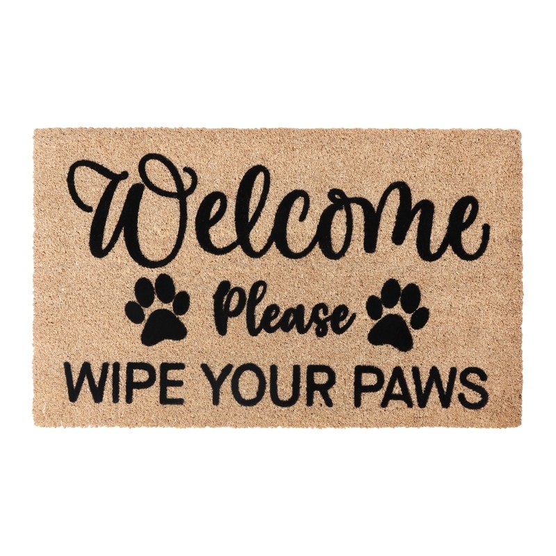 A1 Home Collections Natural Coir Flocked Doormat with Heavy Duty Non-Slip PVC Backing, Pet Friendly Outdoor Welcome Mat
