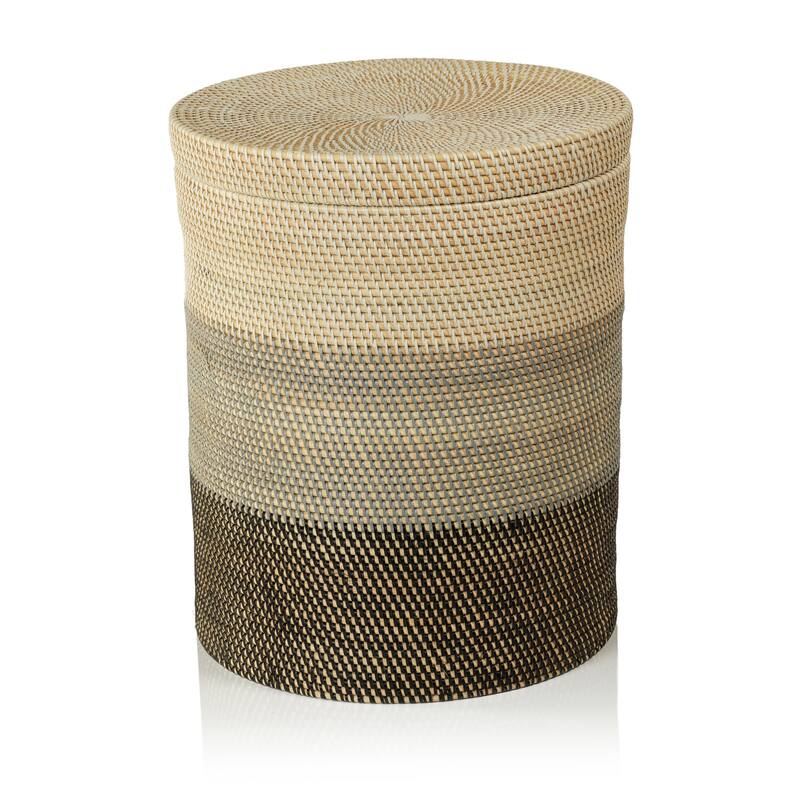 Bari Lidded Rattan Nested Baskets, Set of 3