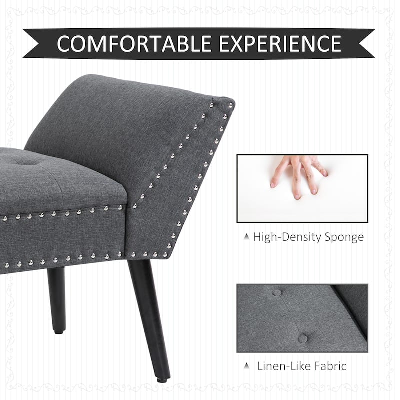 HOMCOM Modern Button Tufted Sitting Bench/Accent Fabric Upholstered Ottoman for Bedroom or Living Room