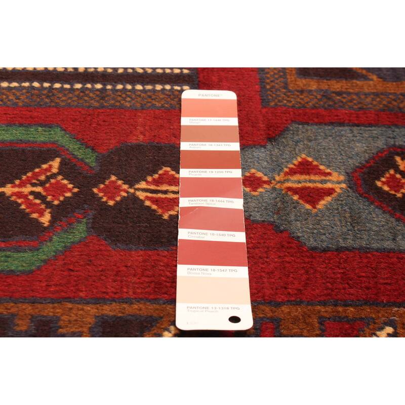 ECARPETGALLERY Hand-knotted Baluch Red Wool Rug - 3'7 x 6'7