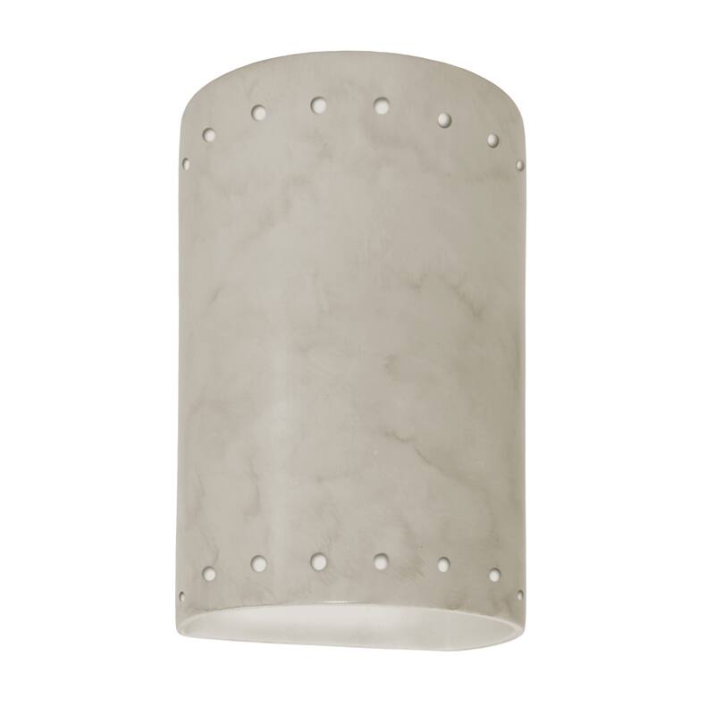 Justice Design Ambiance - Small ADA Cylinder w/ Perfs Wall Sconce - Closed Top - Replaceable Bulb - Antique Patina