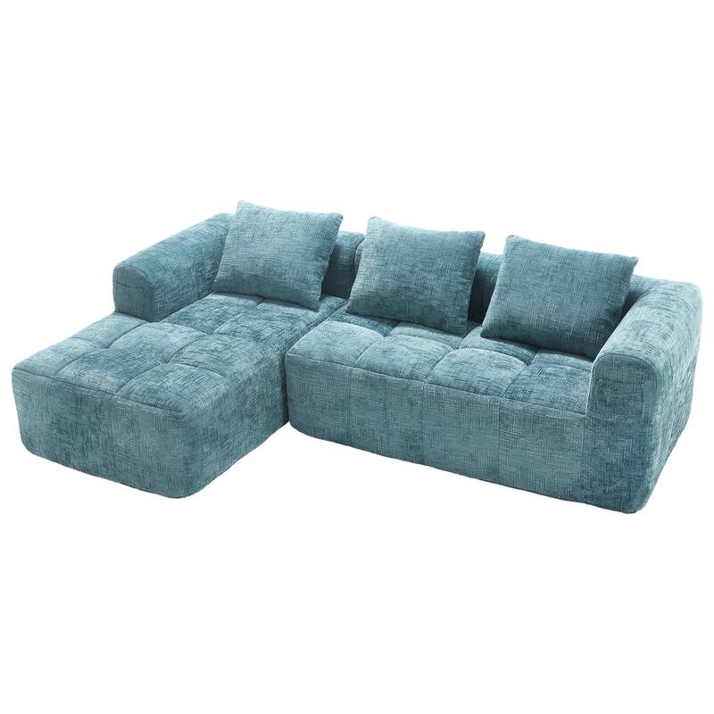 98.42" Modular L-Shaped Sofa with Chaise, Side Pockets, No Compression