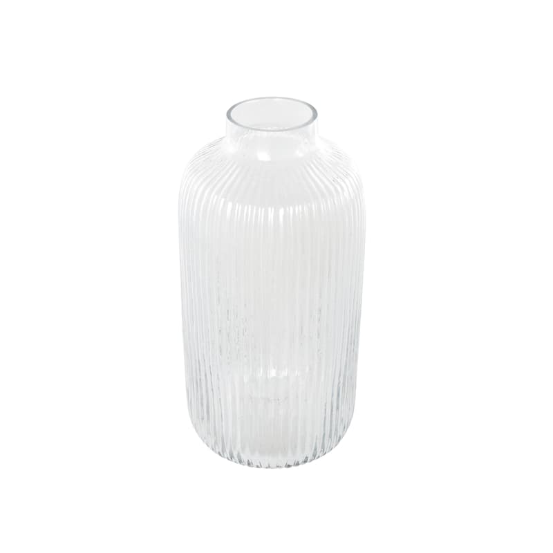 Glass Ribbed Fluted Vase - Clear - Roche River Decor