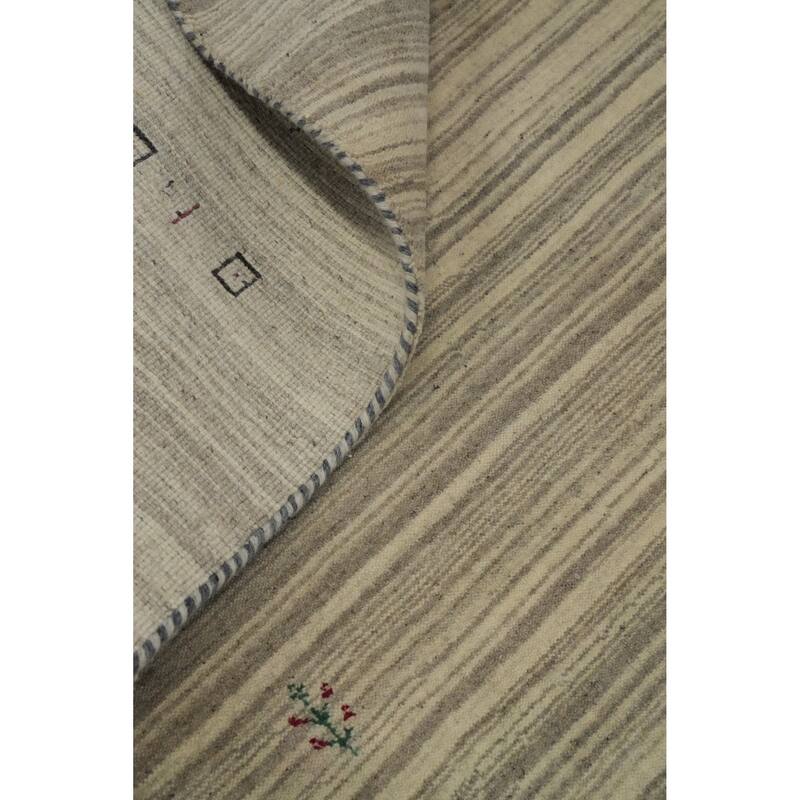 Hand Knotted Oriental 100% Wool Carpet Tribal Animal Pictorial Beige & Ivories Gabbeh Area Rug - 9' 0'' X 5' 11''