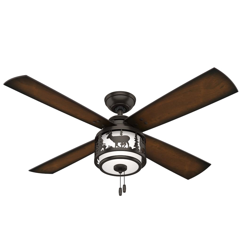 Hunter 52" Cedar Ridge Ceiling Fan with LED Light Kit, Pull Chain - Rustic, Western, Lodge