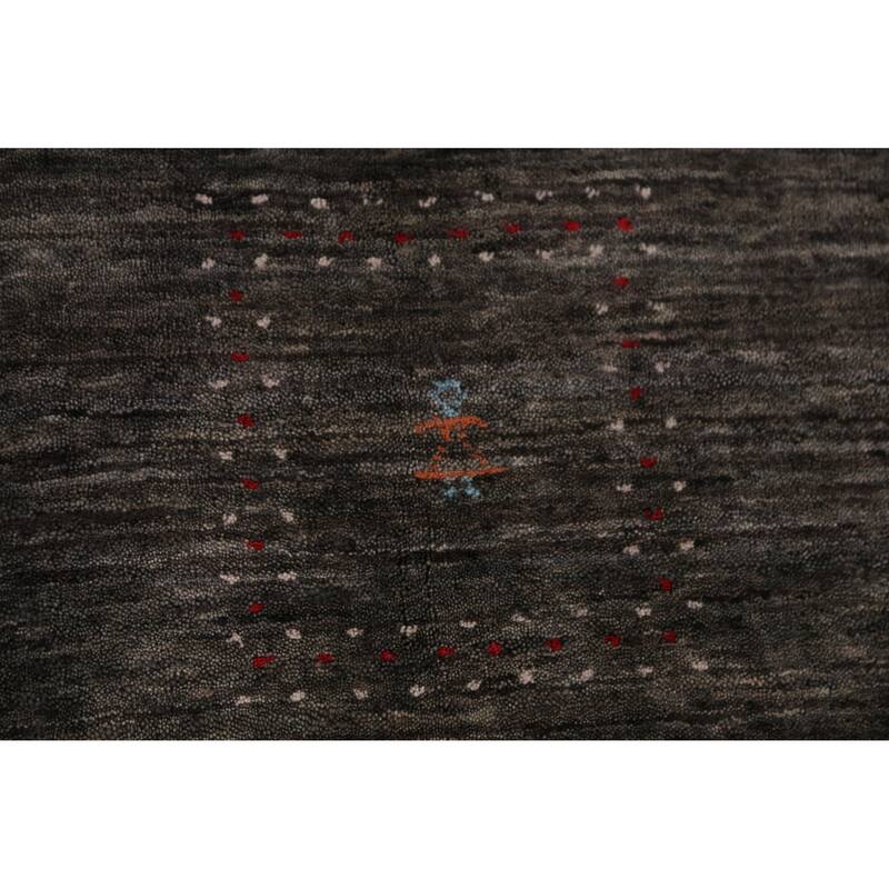 Hand Knotted Oriental 100% Wool Carpet Tribal Animal Pictorial Greys & Charcoal Gabbeh Area Rug - 11' 3'' X 8' 11''