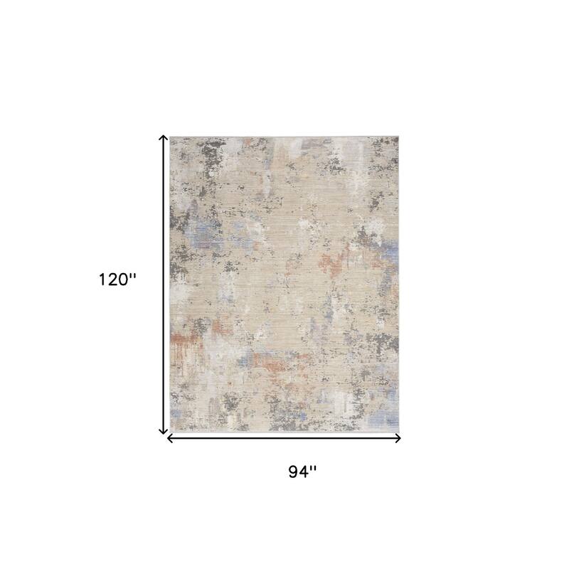 Power Loomed Abstract Modern Stain Resistant with Fringe Area Rug - 120' X '94' X '0.25