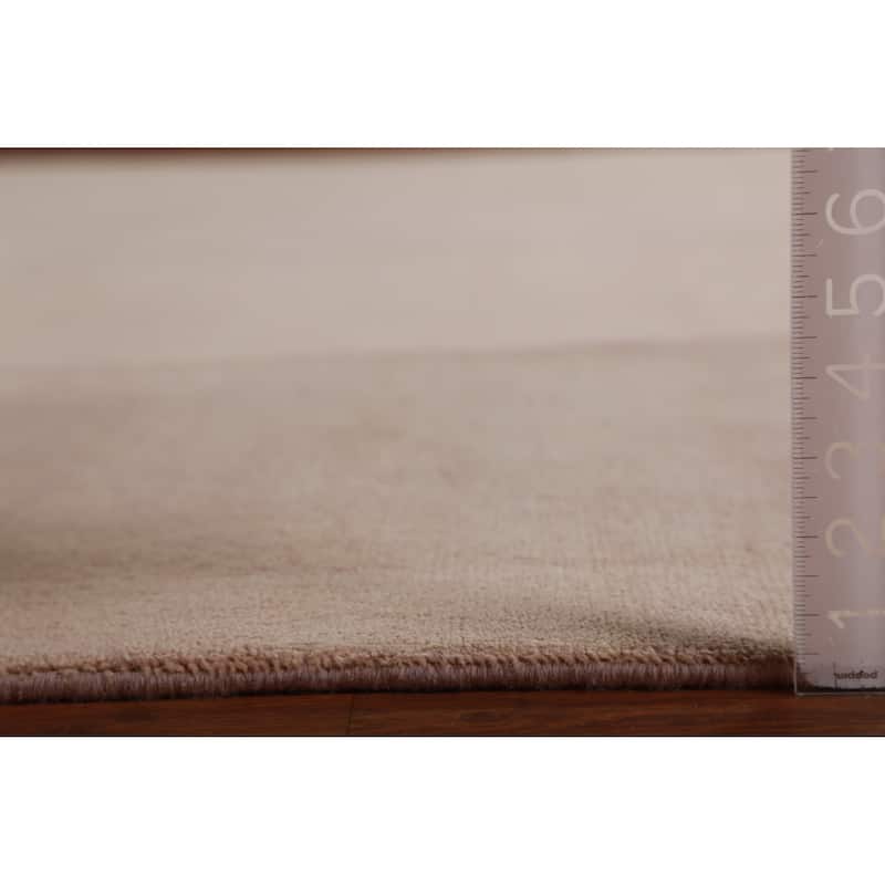 Hand Knotted Oriental 100% Wool Carpet Modern Solid Peach Gabbeh Area Rug - 12' 6'' X 9' 1''