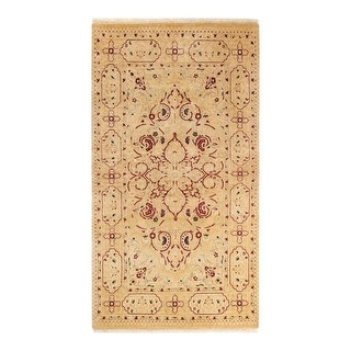 Overton One-of-a-Kind Hand-Knotted Traditional Oriental Mogul Yellow Area Rug - 3' 1" x 5' 3"