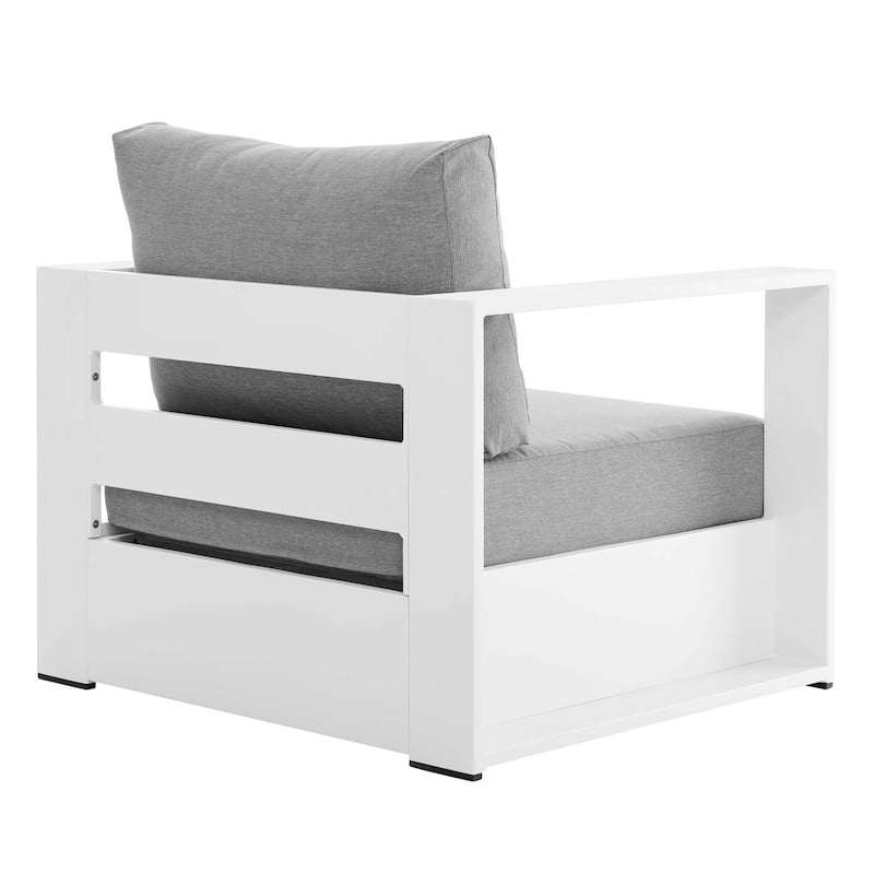 Tahoe Outdoor Patio Powder-Coated Aluminum Armchair - White Gray