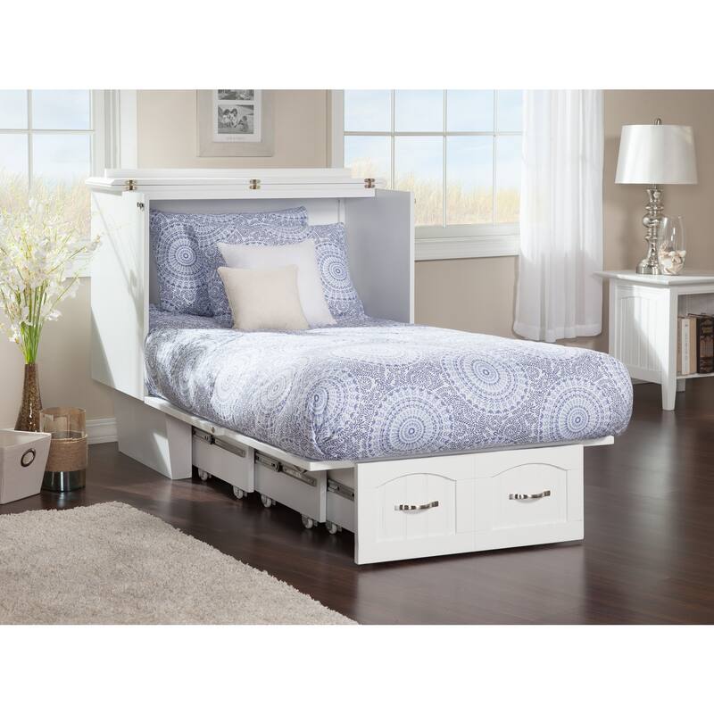 Murphy Bed Chest - Storage Drawer & USB Charger - Space Saving Furniture