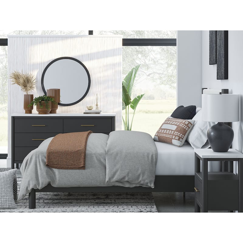 Signature Design by Ashley Cadmori Upholstered Panel Platform Bed
